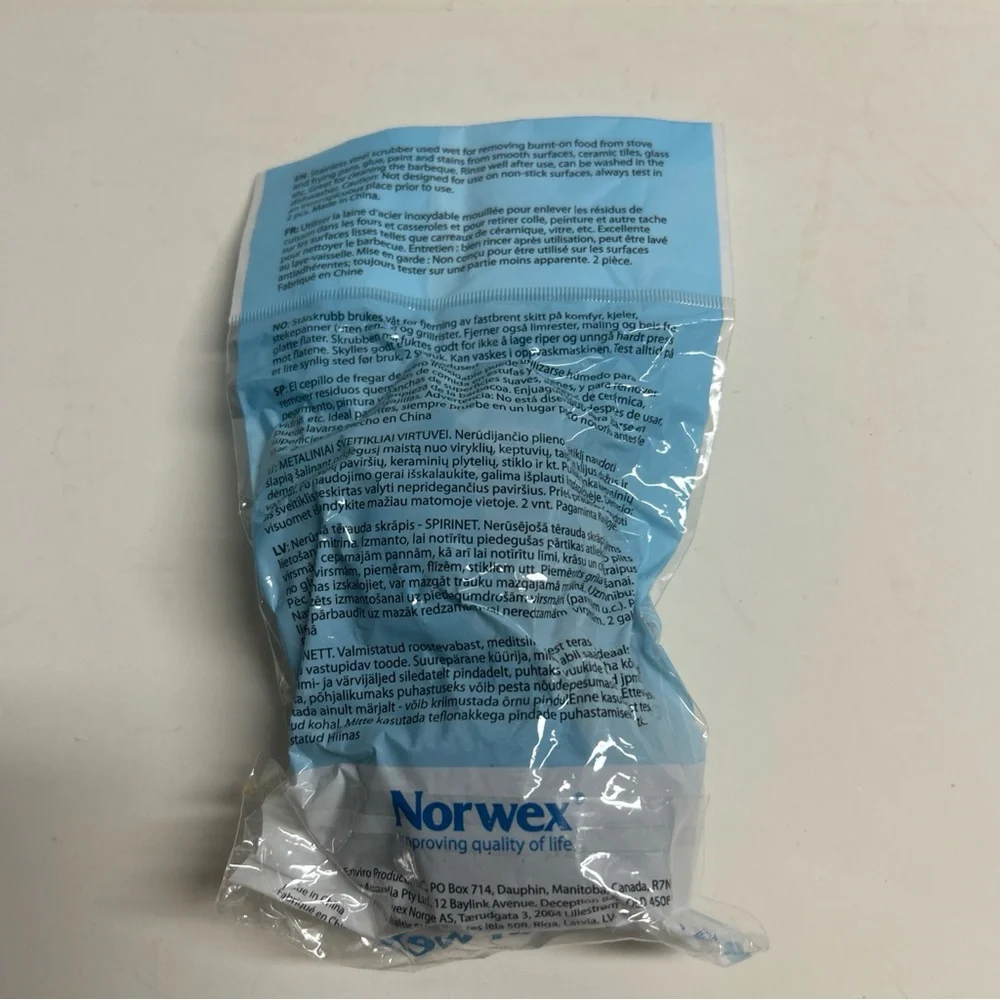 Norwex Spirinett Pack of 2 Stainless Steel Scouring Pad Pot Scrubber Sponges - Picture 2 of 2
